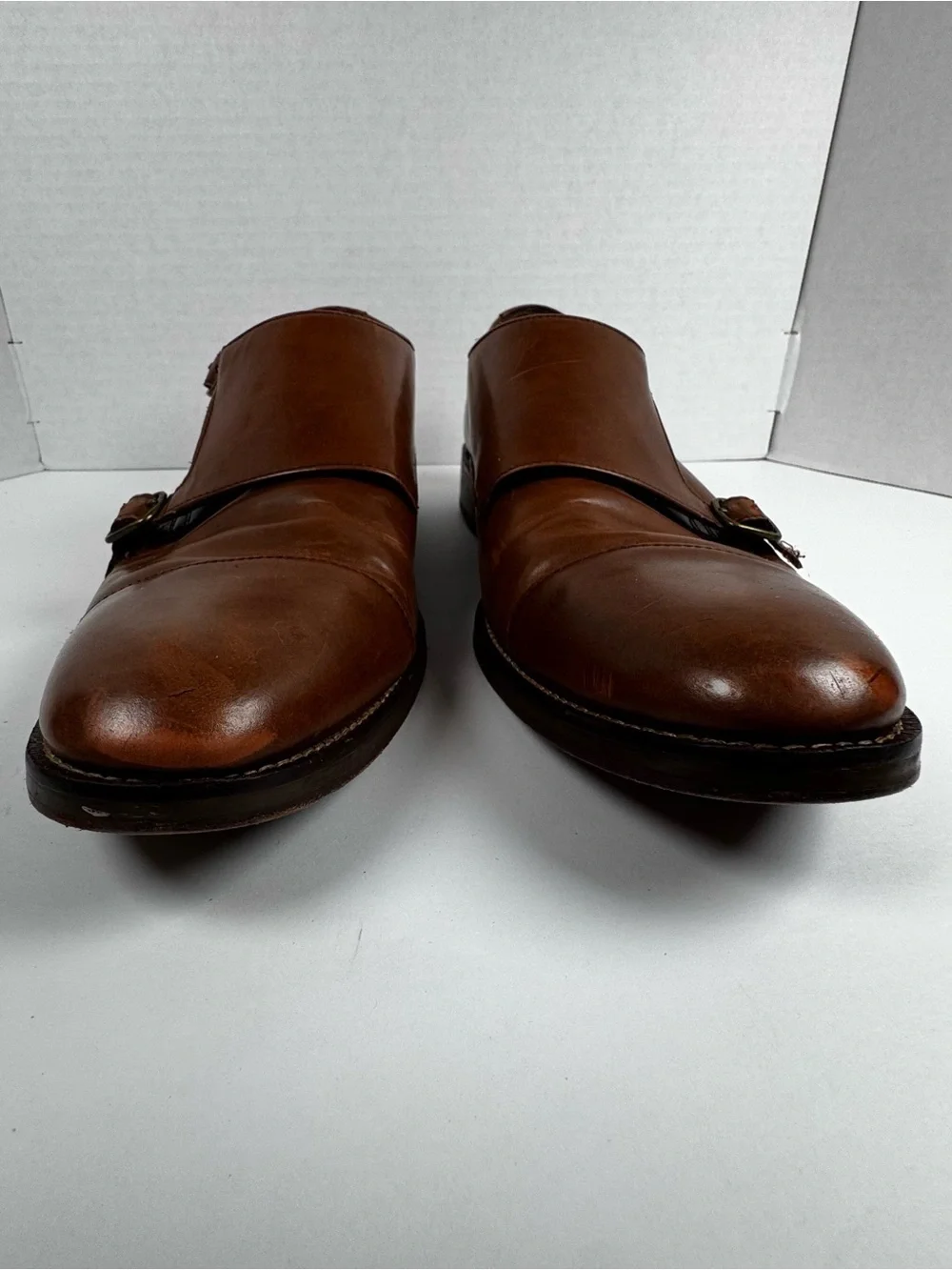 Cole Haan Grand OS Mens 11 Double Monk Strap British Tan Leather Shoes Dress